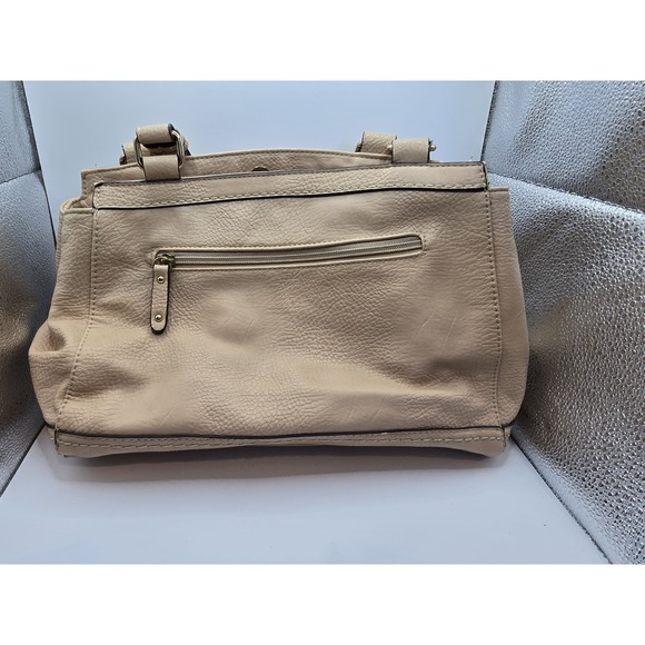 B.O.C. Beige Faux Pebbled Leather & Straw Vegan Purse Shoulder Handbag - Picture 11 of 13